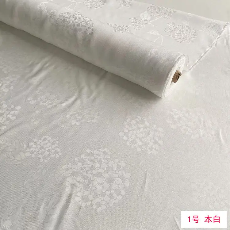 Chinese Jacquard Silk Flower Fabric Hydrangea through Hole Design Suitable for Cheongsam Hanfu Top Making Summer Handmade