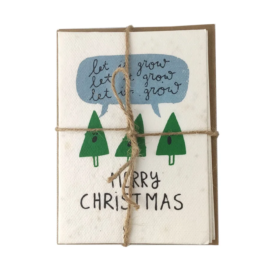 24 Christmas Holiday Greeting Cards, plantable seed paper handmade Cute Designs card with Envelopes