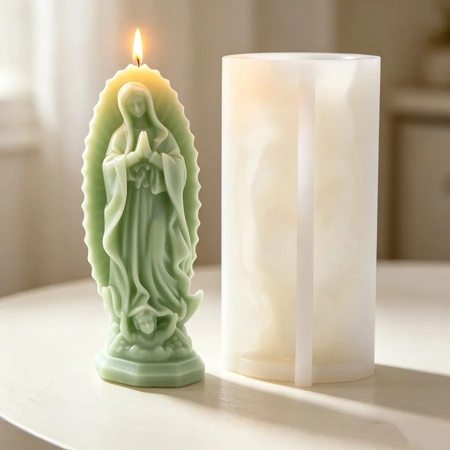 Große Jungfrau Maria Silikon Kerzenform 3D Freiheitsstatue Kunsthandwerk Harz Gips Gussform Heimdekoration Muttertagsgeschenk