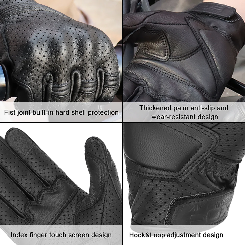 Retro Leather Motorcycle Gloves Man Full Finger Motorbiker Gloves Non-slip Protective Guantes Moto Motocross Cycling Glove M-2XL image 5
