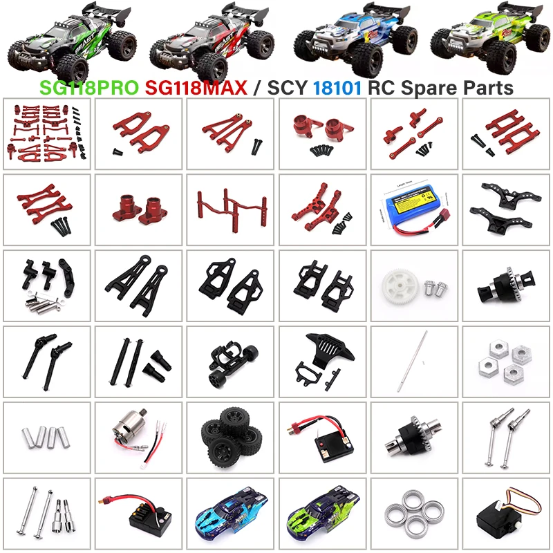 SCY 18101PRO 18102 1/18 SG118PRO SG118MAX RC Spare Parts ESC Car Shell Steering Cup Drive Shaft Swing Arm Differential Gearbox