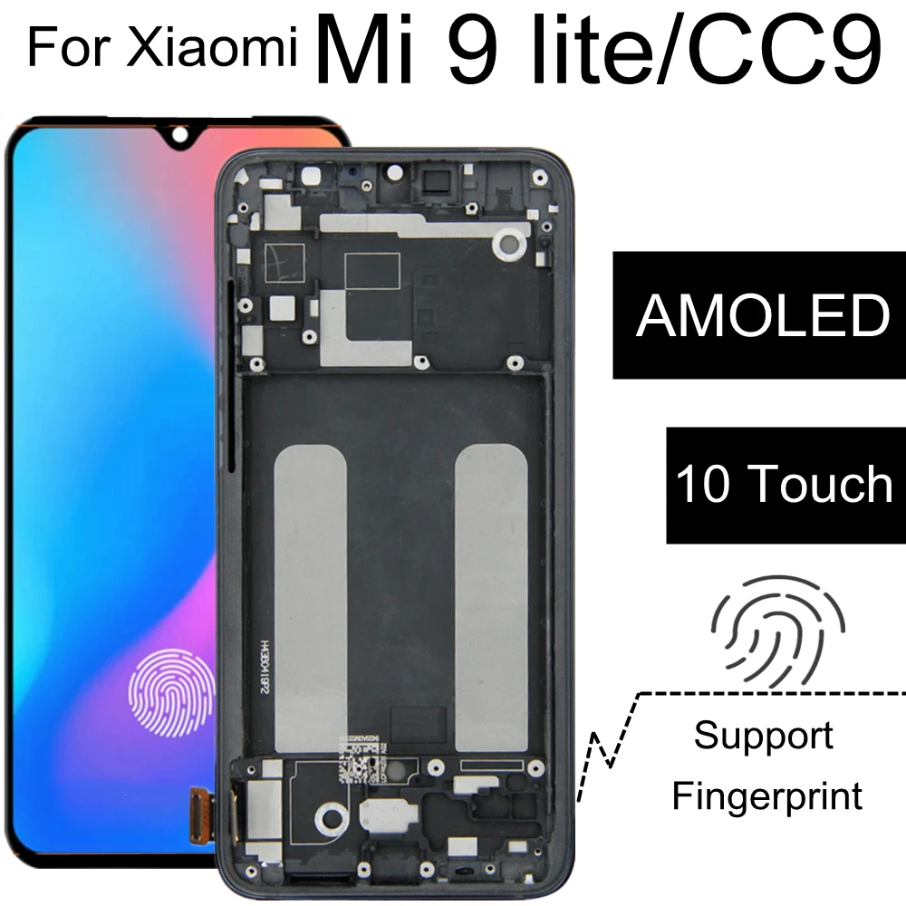 Amoled Voor Xiaomi Mi CC9 Lcd Touch Screen Digitizer Vergadering Vervanging Voor Xiaomi MI9 Mi 9 Lite M1904F3BG Lcd