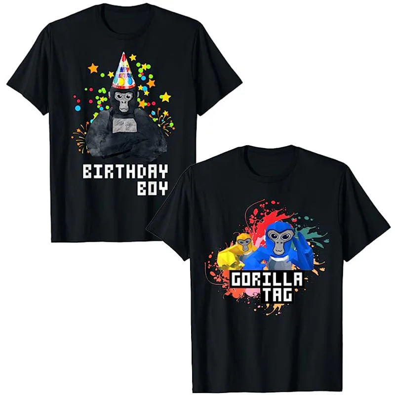 Cute Gorilla Tag VR Gamer Birthday Boy for Kids Teen T-Shirt Funny Boys Fashion Tee Sons Gift Humorous Video Game Lover Outfits