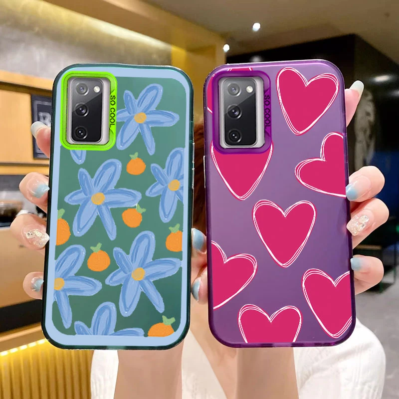 For Samsung Galaxy S20 FE Phone Case Electroplate Laser Matte Butterfly Love Ink Wash Colorful Flowers For Shockproof Back Shell