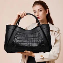 Aidrani lekka luksusowa torebka damska ze skóry bydlęcej z wzorem krokodyla duża pojemność czarna moda jedna torba na ramię Crossbody