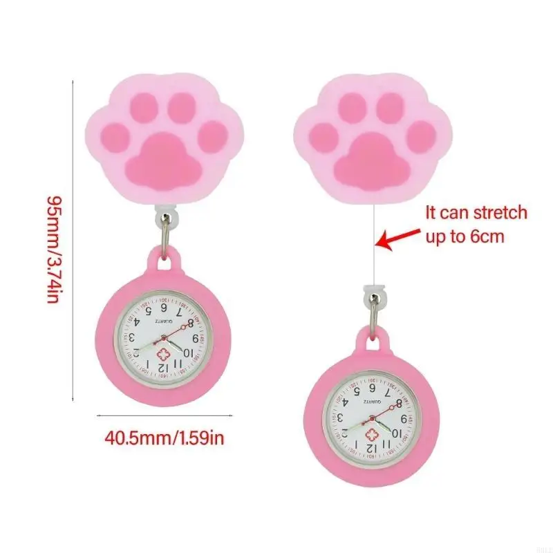 50LE Adorable chaton paths Brooch Watch for Nurses Extensible Line Nurse Watch