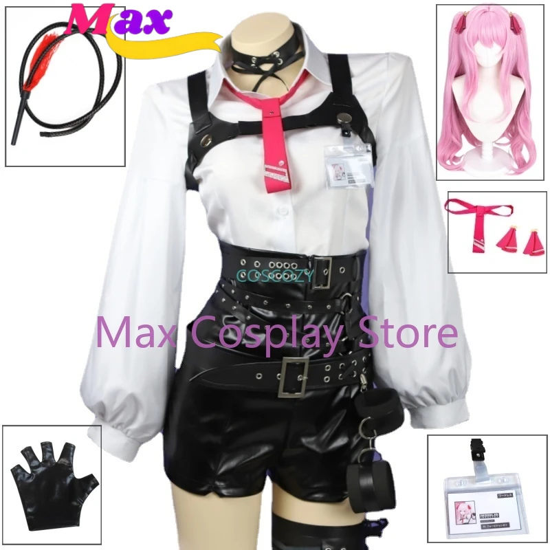 

Max Goddess of Victory NIKKE Yuni Cosplay Costume Whip Wig Women Game Uniform Sexy PU Straitjacket Halloween Suit Anime Clothes