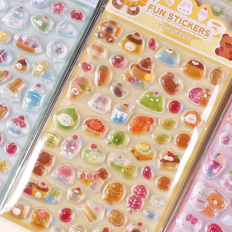 1Pc Japanese Cartoon 3D Three-dimensional Relief Crystal Sticker Toy Cute Phone Case Decoration DIY Sticker