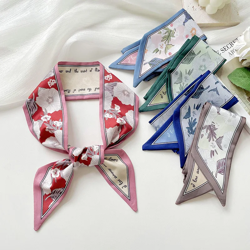 

Spring Summer Korean Versatile Thin Narrow Long Small Silk Scarf for Women Hair Tie Bag Decor Ribbon Head Scarf Gift Ribbon