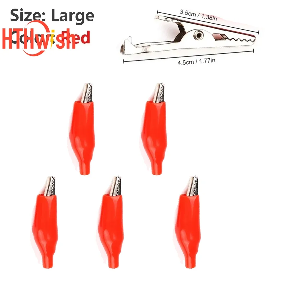 5/10Pcs Metal Alligator Clip 28mm 35mm 45mm Crocodile type Clip Testing Probe Meter Black Red Soft Plastic Coated 2.8 3.5 4.5cm
