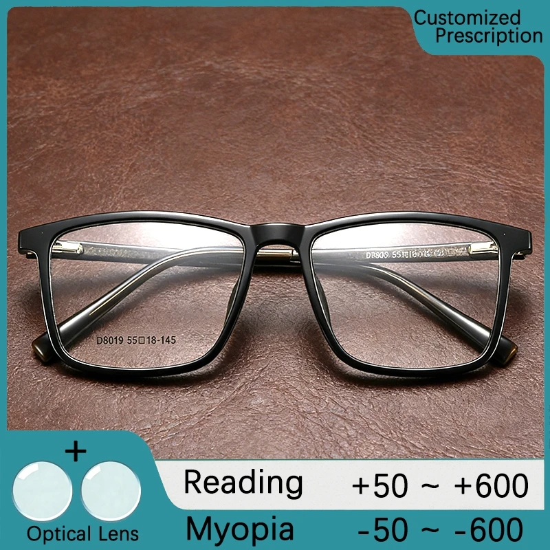 Retro Square Men's Reading Glasses Anti Blue Light TR90 Women's Eye Protection Optical Prescription Lenses Computer Eyeglass