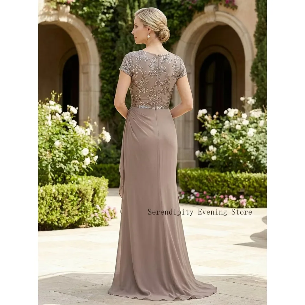 Customized Sequined Mother of Birde Dresses 2026 Chiffon Ruched Women‘s Wedding Party Attire Gowns Draped Elegant Evening Dress