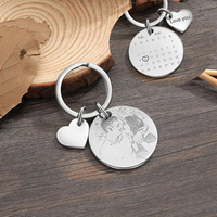 Custom Laser Engrave Date Keychains Stainless Steel DIY Calendar Keyring For Special Date Gift Photo Key Ring for Family Gift
