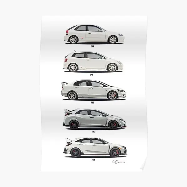 Honda Civic Type R  Poster Funny Decor Vintage Room Home Painting Mural Wall Modern Picture Print Art Decoration No Frame