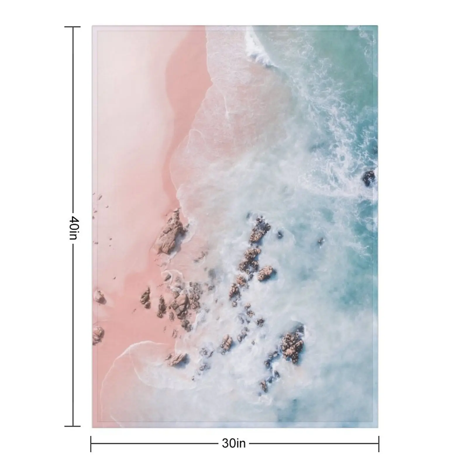 Sea Bliss - Aerial Pink Beach Ocean Sea photography by Ingrid Beddoes Throw Blanket Weighted Camping Nap Loose Blankets