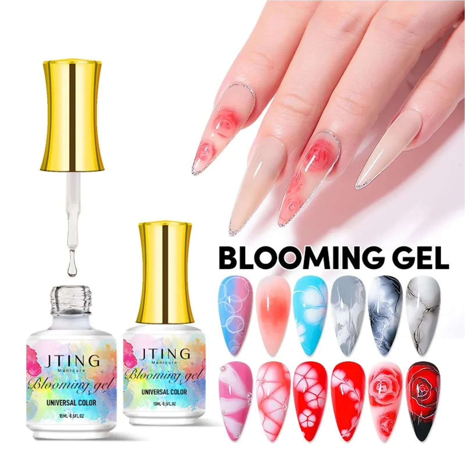 JTING 1 قطعة طلاء الأظافر تزهر هلام معطف فوقي الأظافر واضح بلوم هلام طلاء الأظافر Uv شبه دائمة ورنيش التدرج تأثير جيل للأظافر #1