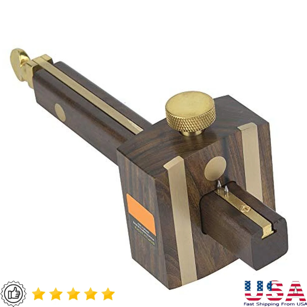 Woodworking Marking Gauge Ebony Wood Scriber Brass Slide Pins Woodworking Tool