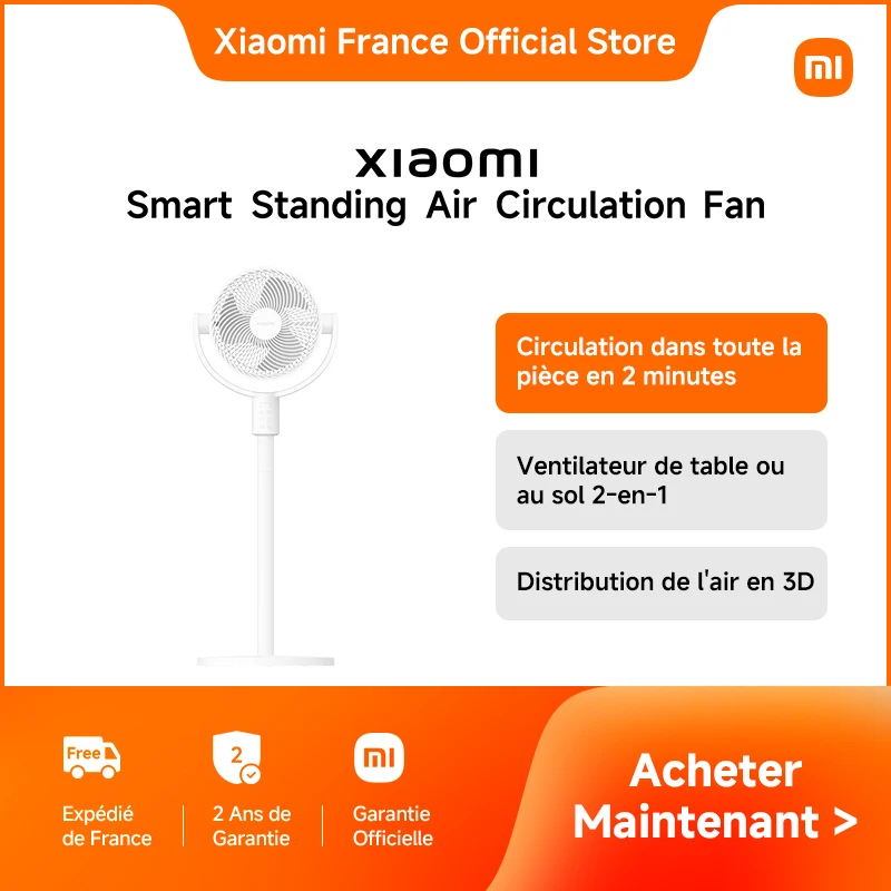 [Officiel] Xiaomi Smart Standing Air Circulation Fan | Circulation dans toute la pièce en 2 minutes, Ventilateur de table ou au sol 2-en-1, Distribution de l'air en 3D