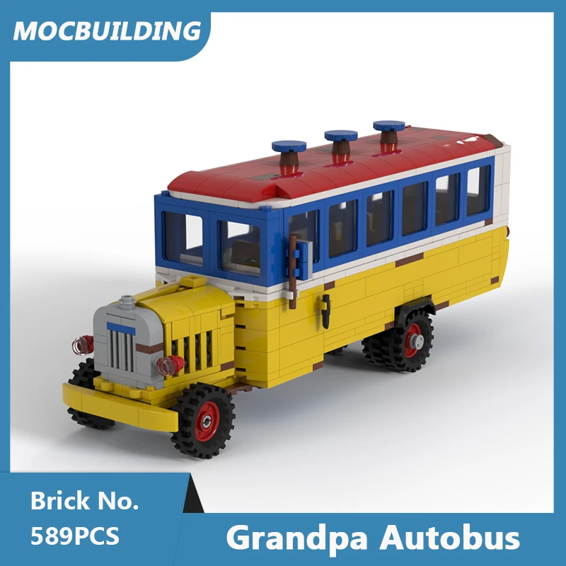 

MOC Building Blocks Grandpa Autobus Model Classic Mini Scale Bus DIY Assembled Bricks Transportation Collection Toy Gifts 589PCS