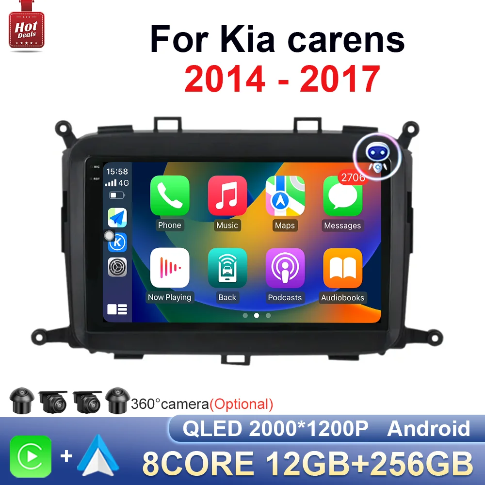 Android System Split Screen 4G DSP Stereo For Kia carens 2014 2015 2016 2017 Car Video Multimedia Player WiFi BT Navigation GPS