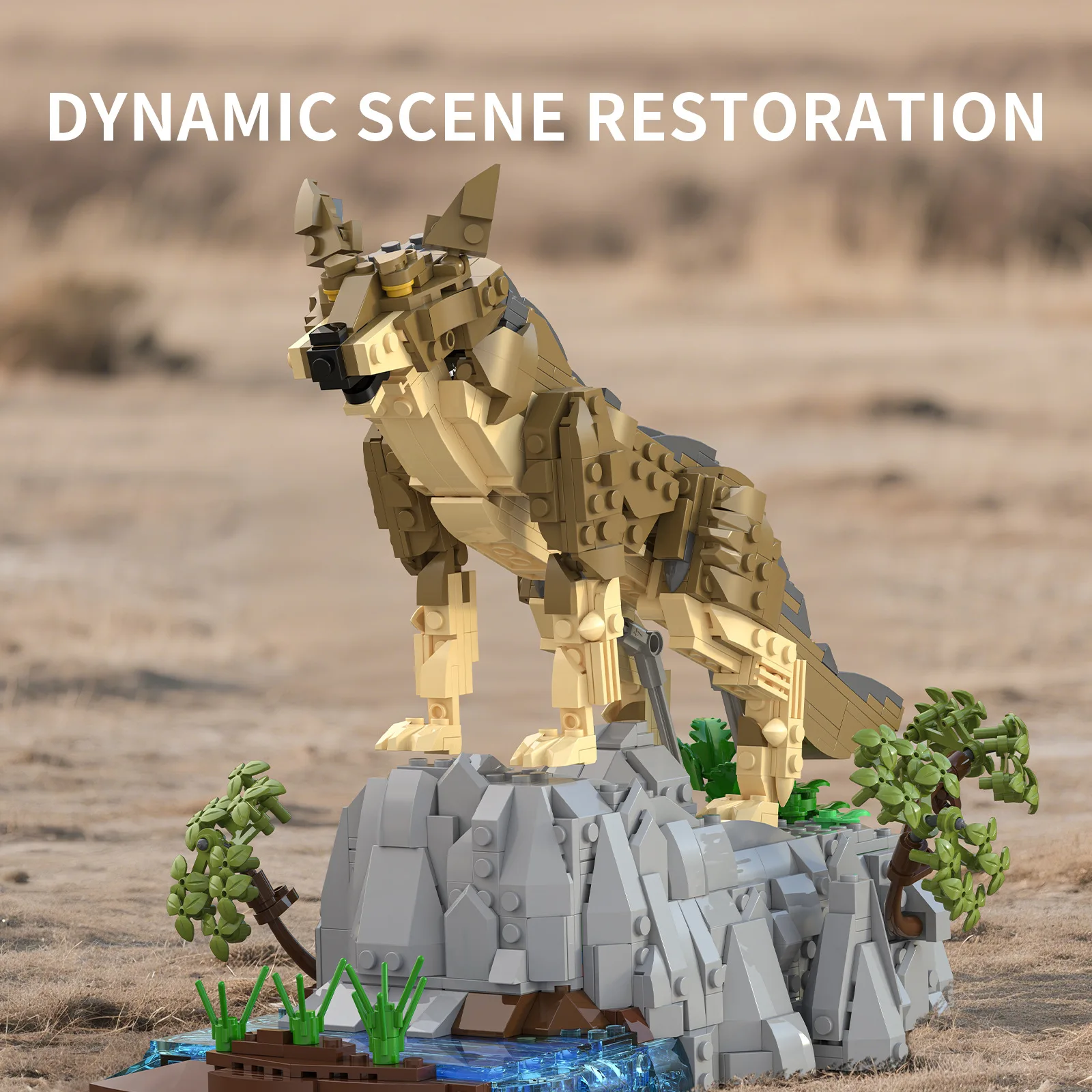 

66131 Wolf Animal Model High-difficulty children's educational building block toy