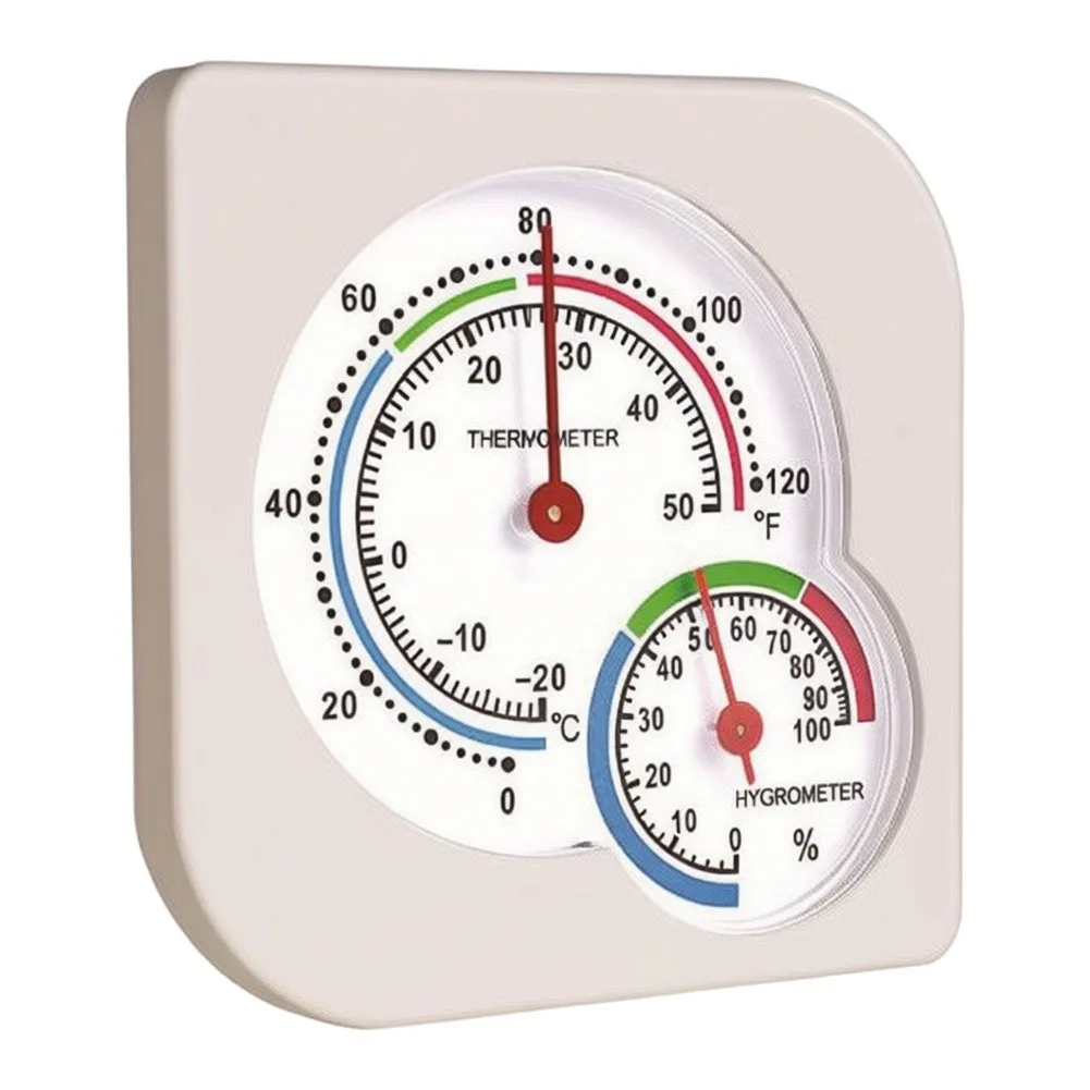 Mechanical Thermometer Hygrometer with 20 for C to 50 C for temp Range and 0 to 100 RH Humidity Range for Indoor Environments