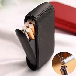 Portable Ultra-thin Imitation Leather USB Electronic Lighter, Waterproof Automatic Cigarette Pack Tool, Men's Exquisite Gift