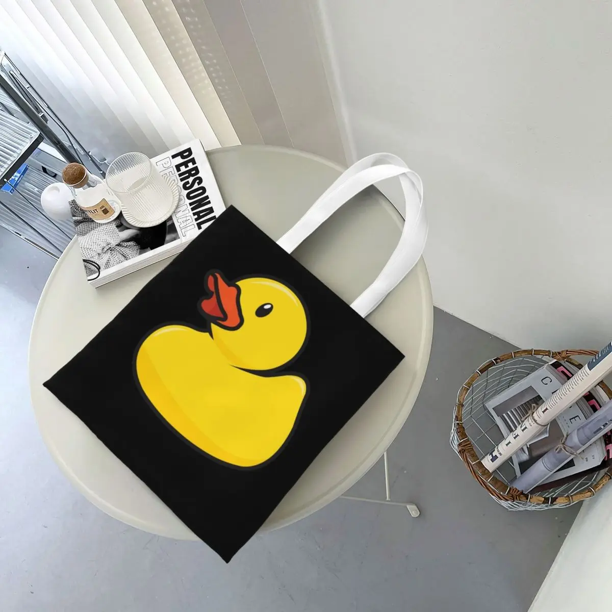 Rubber Duck 1 Tas Belanja Kanvas Anak Perempuan Tas Tote Tas Tangan Travel Bahu Wanita Yang Dapat Digunakan Kembali