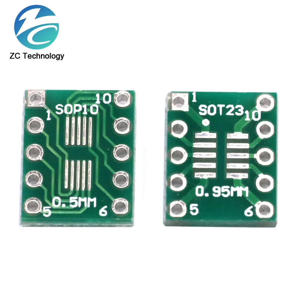 100 sztuk/SOT23 MSOP10 SOT-23 płyta adaptera SMD do DIP10 Pinboard UNAX 0.5mm/0.95mm do 2.54mm PCB