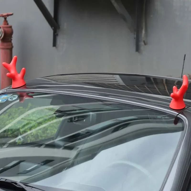 

2Pcs PVC Red For Mazda MX-5 Miata 2016+ car roof decoration small antlers three-dimensional sticker car exterior accessories