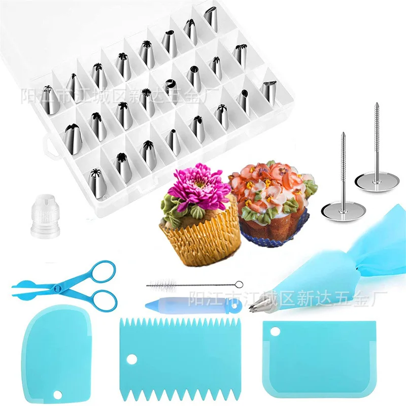 

35pcs Set Cake Nozzles Cake Decoration Piping Pin Pastry Bag Scraper Cream Scraper Spatula Kitchen Tools Kit