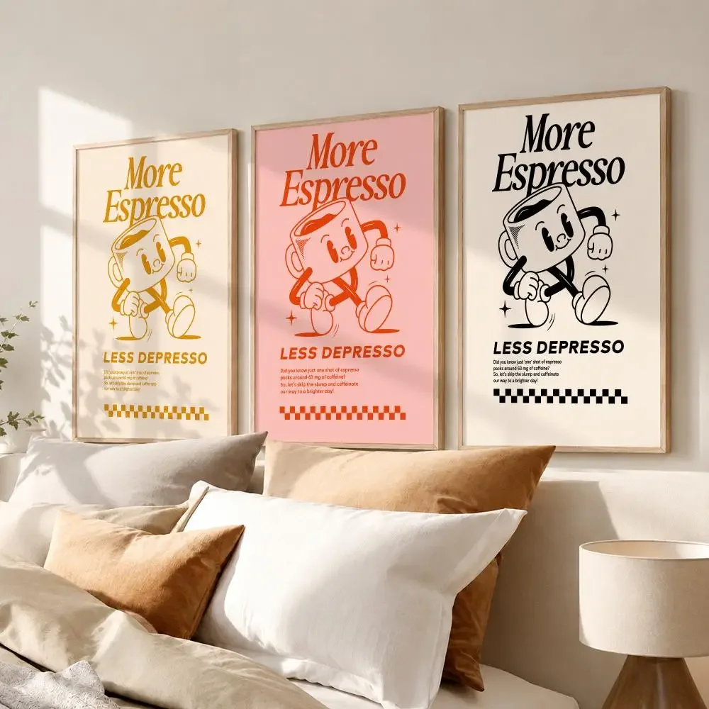 More Espresso Less Depresso1 Painting Calligraphy Wall Art HD Canvas Oil Painting Posters Prints Home Bedroom  Decor Gift