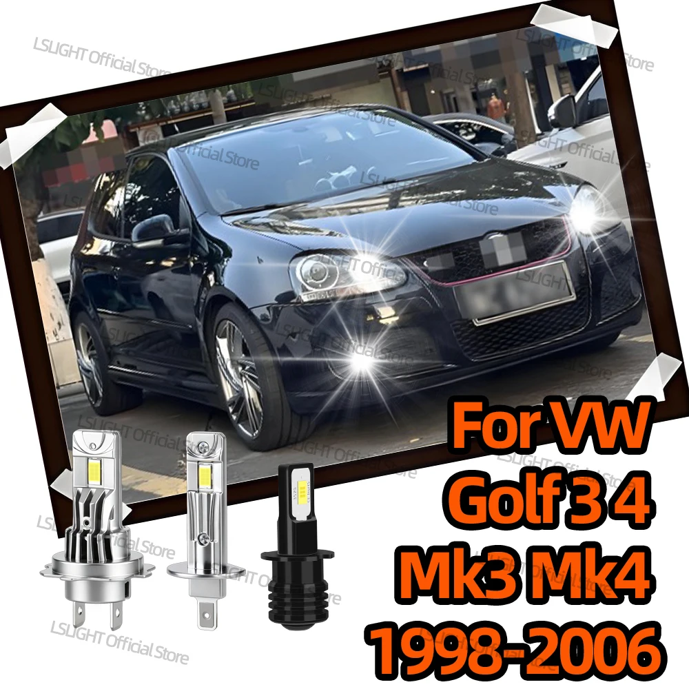 2/6x Wireless LED Headlights 6000K Fog Lamp Bulbs For VW Golf 3 Cabriolet 1E7 1998-2002 Golf 4 1J1 1J5 1997-2006 1999 2000 2001