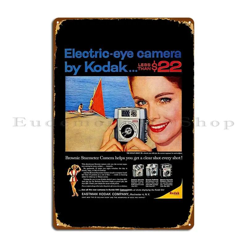 Kodak Electric Eye Camera Advert Metal Signs Bar Mural Create Cinema Wall Decor Tin Sign Poster