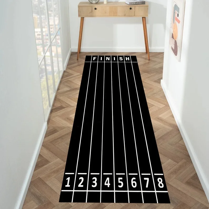 Runway Pattern Runner Rug Red Black Running Track Children's Play Area Train Track Entrance Bedside Sofa Carpet Home Decoration