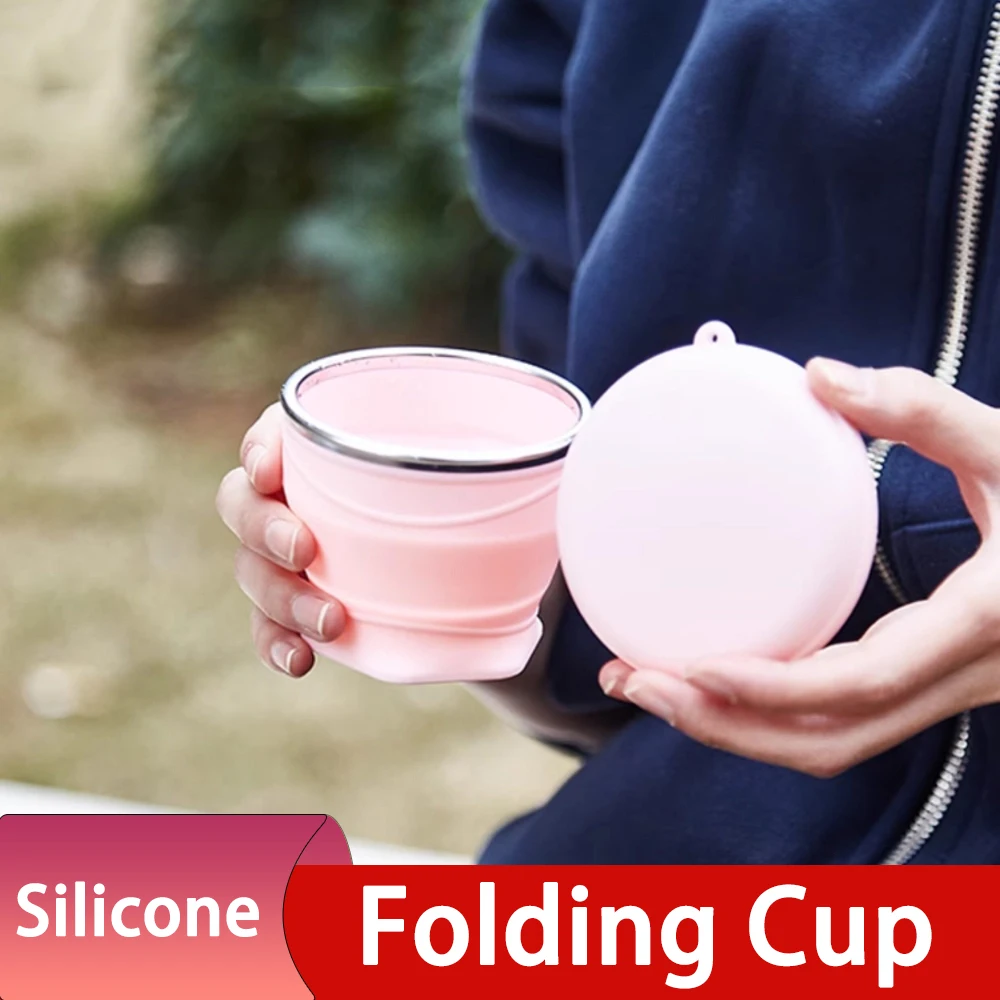 1Pcs 180ML Portable Silicone Folding Cup Travel Drinking Toothbrush Mug Collapsible Heat-Resistant Outdoor Camping Water Cup