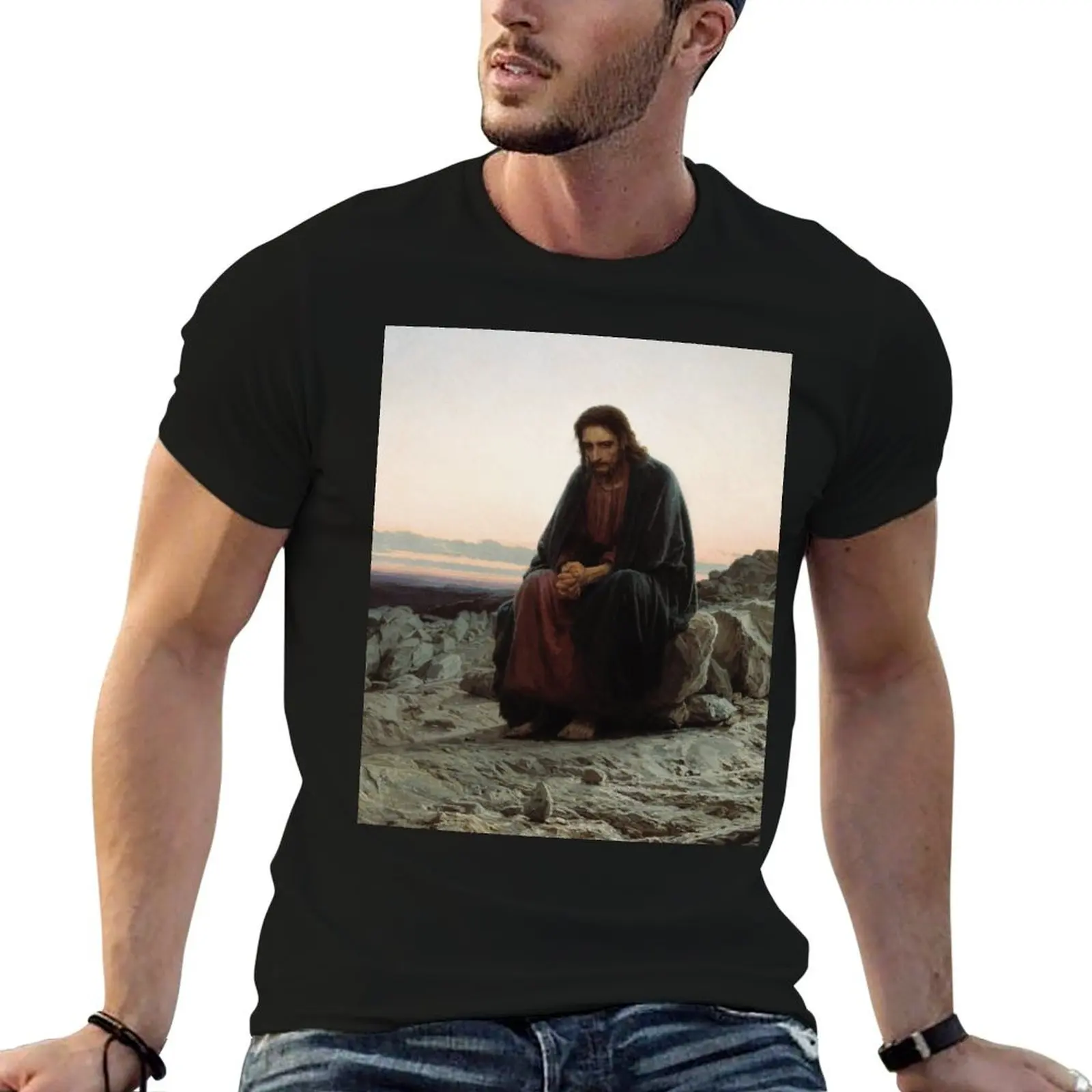 Christ in the Wilderness temptation of Christ by Ivan Kramskoy 1872 Oil Painting HD High Quality Online Store T-Shirt