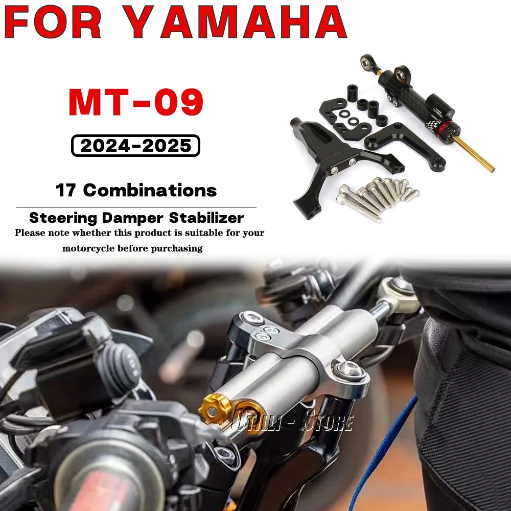 

For YAMAHA MT09 MT-09 2024 2025 Motorcycle CNC Aluminum Adjustable Steering Damper Stabilizer Mounting Safety Control Bracket