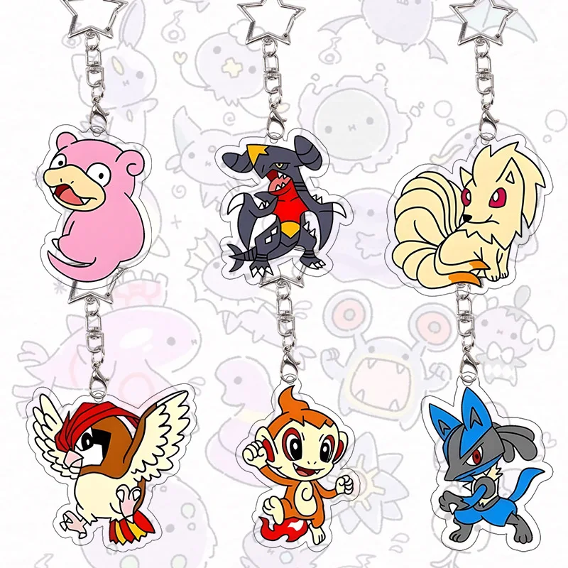 Porte-clés en acrylique Slowpoke Garchomp, pendentif Anime Ninetales, accessoires de décoration pour sac à dos Lucario, cadeau d'anniversaire polyvalent pour fille