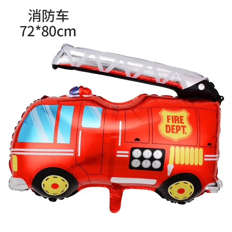 Hot Cartoon Car Balloons Train Fire Truck Tank Engineering Car Tractor Aluminum Film Balloon Birthday Party Baby Shower Toy