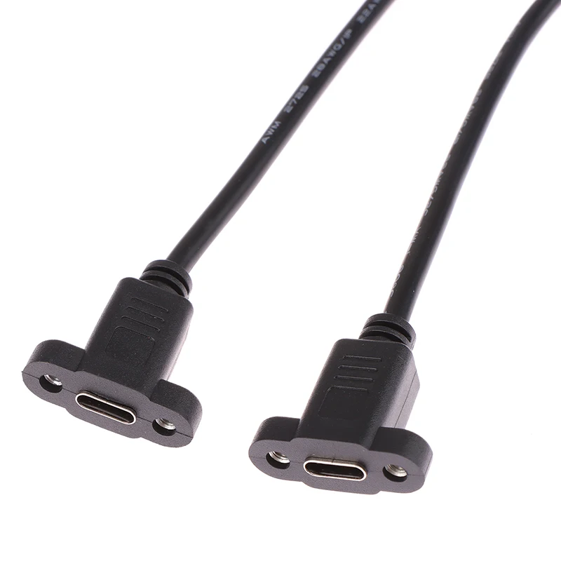 Micro Type USB USB 3.1 Male Connector To Type-c USB 3.1 Female Extension Cable 17mm With Screws Panel Mount Hole 0.3m