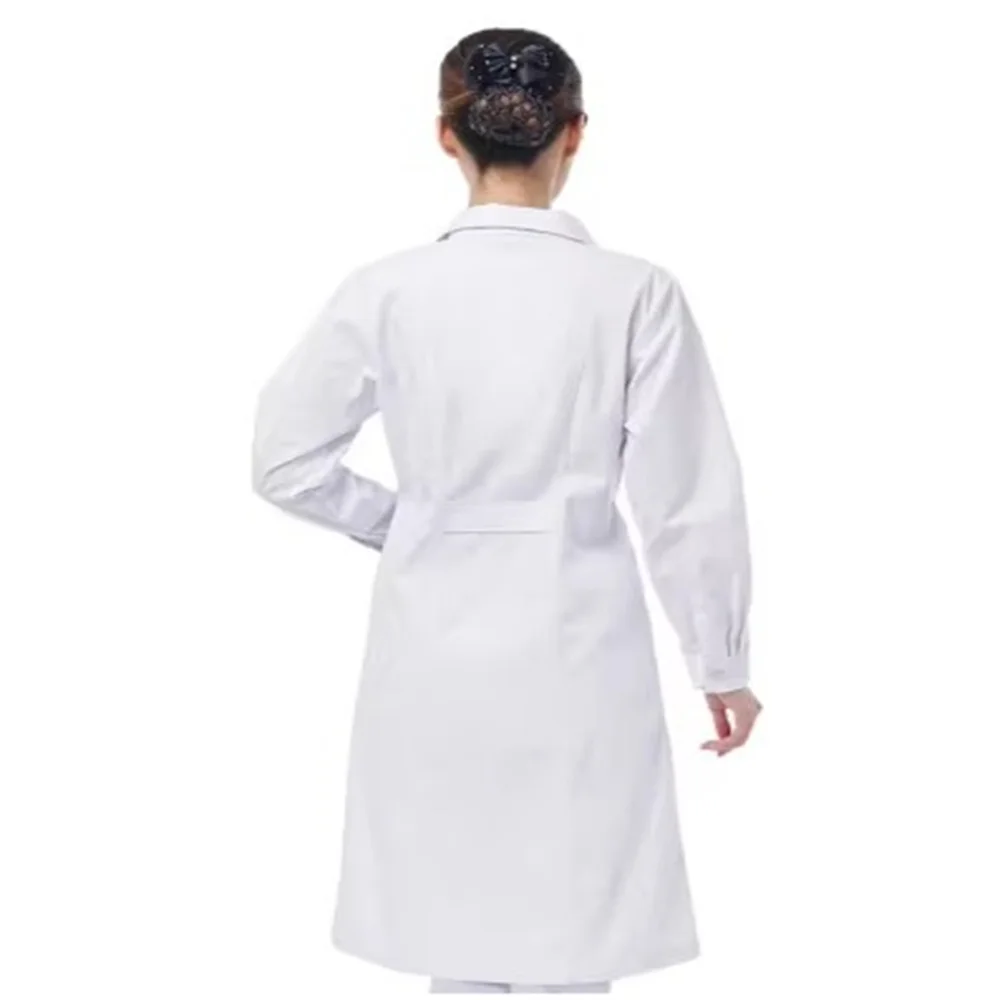 여성 유니섹스 긴 소매 스크럽 실험실 남성 간호사 의사 흰색 코트 유니폼