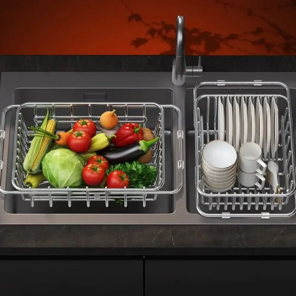 

Сушилка для посуды из нержавеющей стали 304, нержавеющий слой, большая емкость, сушилка для посуды для кухонной мойки, многофункциональная