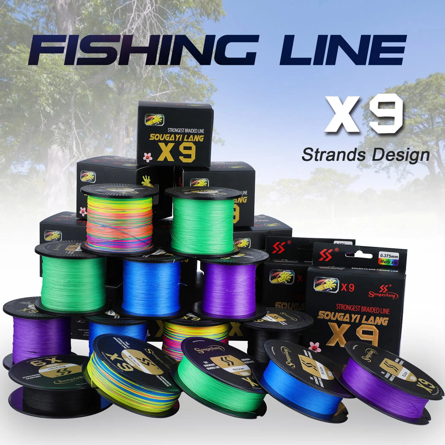 Sougayilang X9 Geflochtene Angelschnur 550M 350M 150M 17-97LB Multifilament Angelschnur 0,128-0,405mm Super Starke PE Linie Pesca – Detail 2