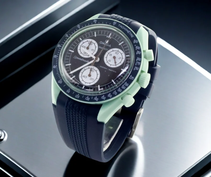 Convient pour montre-bracelet à motif de pneu tissé Omega, bracelet en silicone liquide, joint de bouche incurvée, interface dédiée de 20MM sans couture