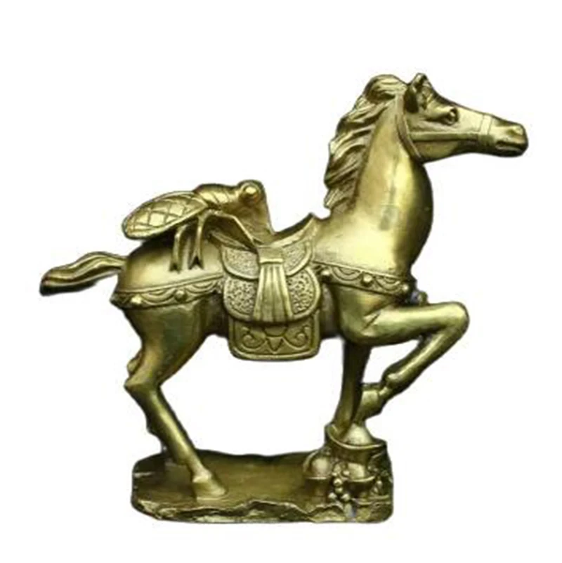 

China Chinese Folk Fengshui Brass Horse On Wealth Fly Statue Sculpture Statues for Decoration Collection Ornaments