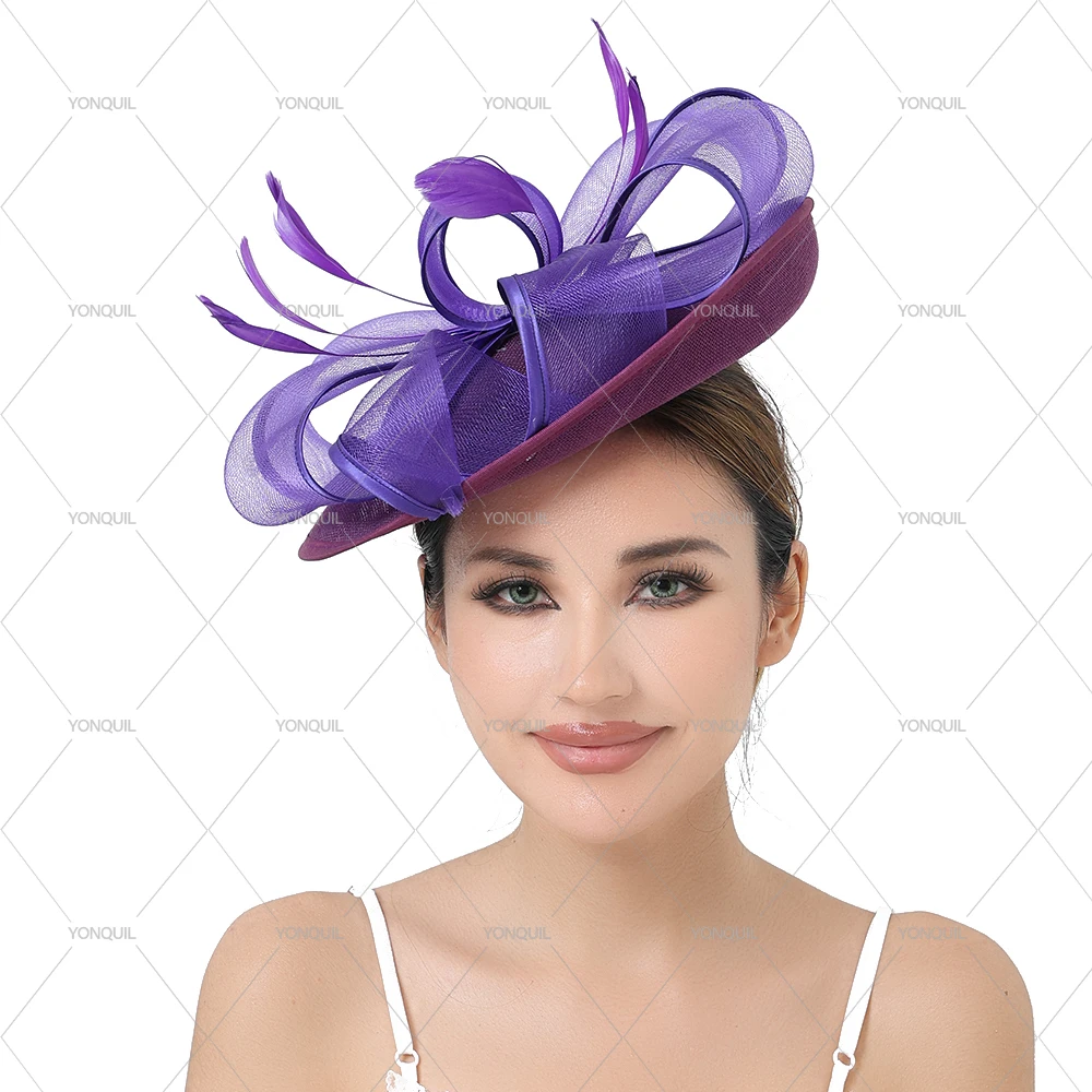 

Women's Purple Big Derby Fascinator Millinery Hat Stylish Headband Hair Accessories for Wedding Party Headwear