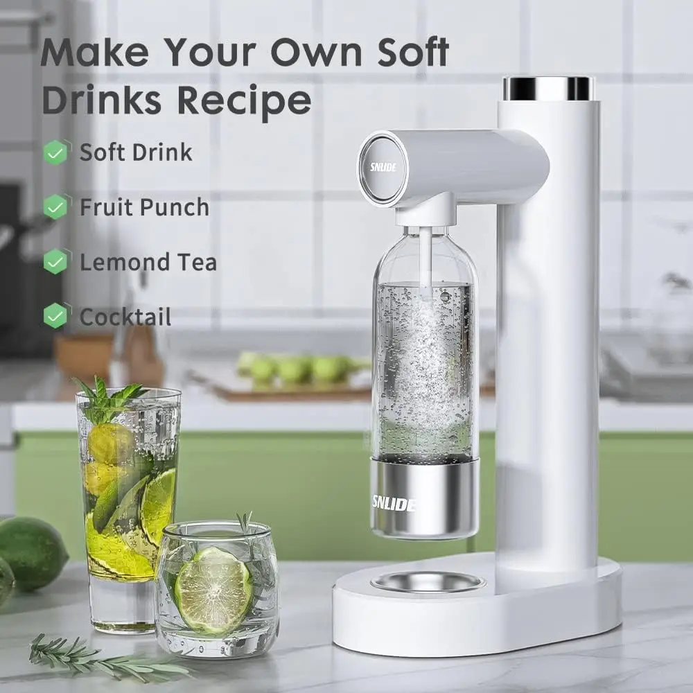 Soda Maker, Soda Water Machine with 1L BPA Free Pet Bottle, Easy to Use, Cute Sticks DIY the Sparkling Water Maker, Compatible w