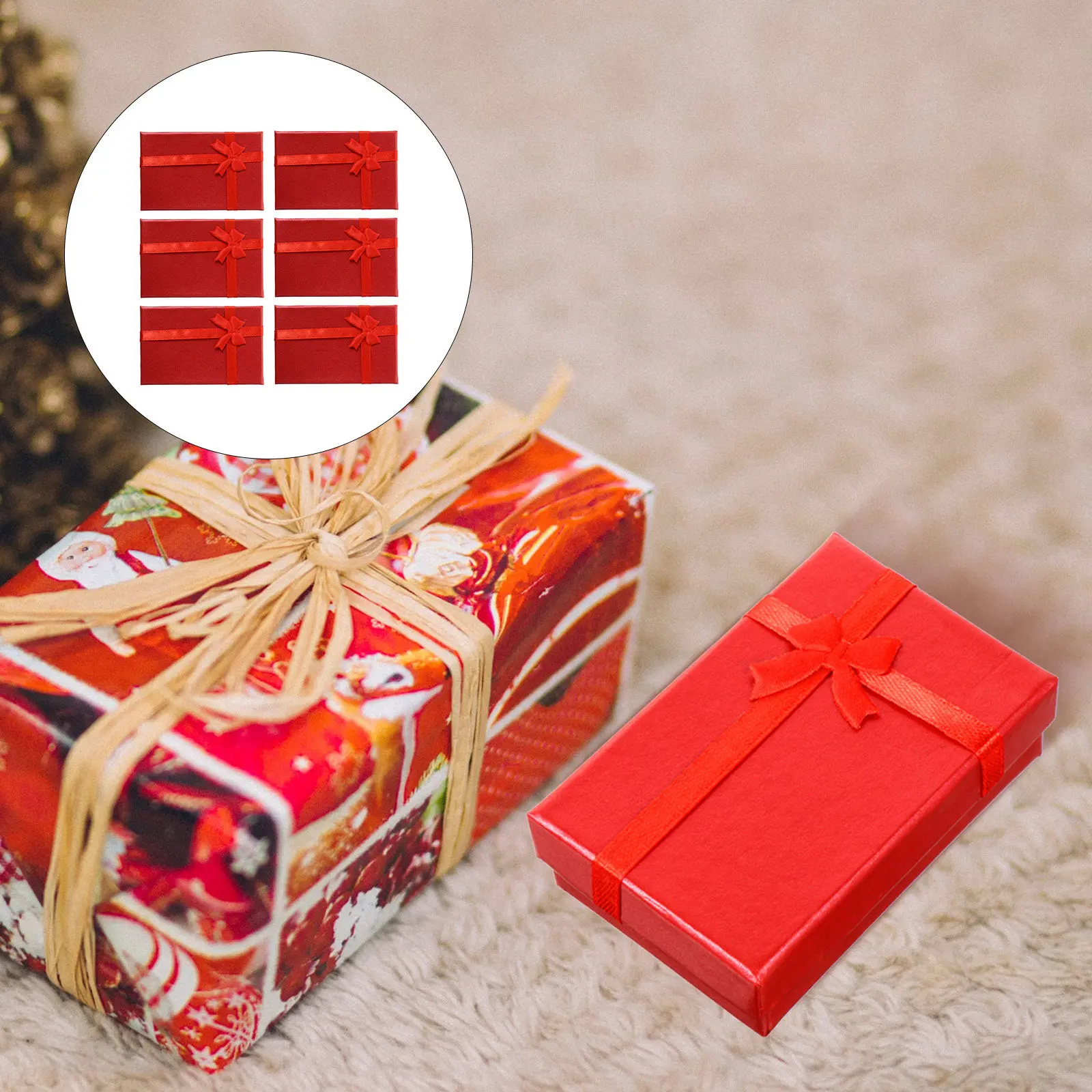 

6Pcs Elegant Bowknot Gift Boxes Cardboard Material Textured Surface Perfect for Jewelry Chocolate Candy Small Presents Wedding