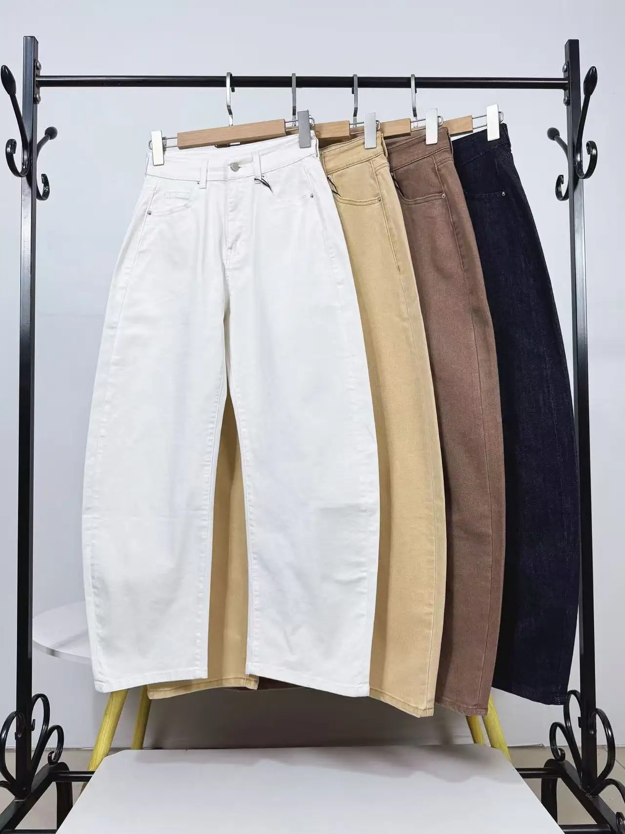 

High Waist Wide Leg Straight Cut Casual Jeans Women's Autumn New Sle Knife Banana Pants Loose Fit Cotton Denim
